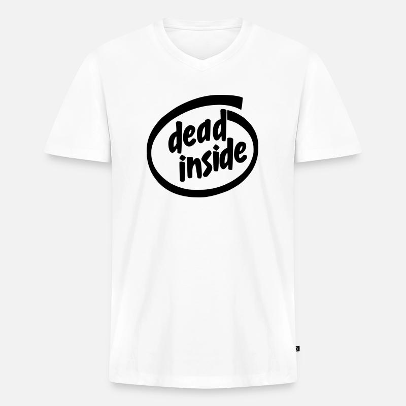 DEAD INSIDE - Männer Premium Bio T-Shirt mit V-Ausschnitt - Weiß