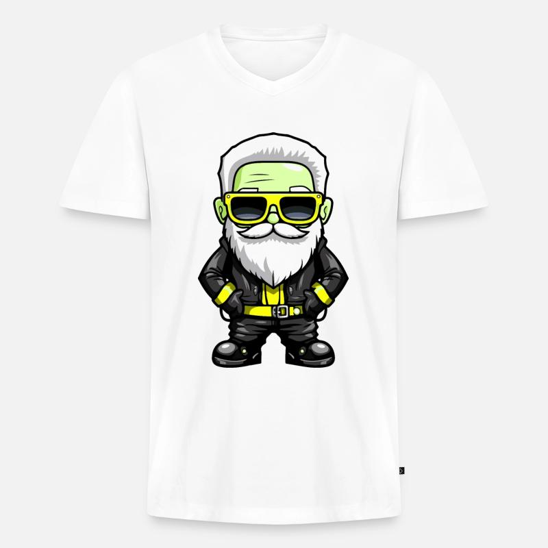 Weihnachtsmann Cool Santa Rocker - Männer Premium Bio T-Shirt mit V-Ausschnitt - Weiß