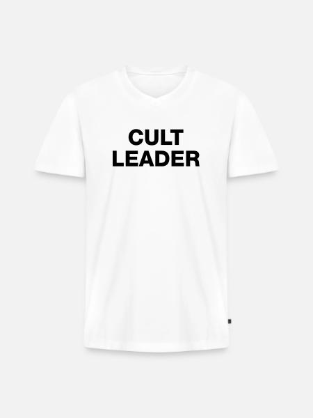 CULT LEADER - Men's Premium Organic T-shirt with V-neck - white