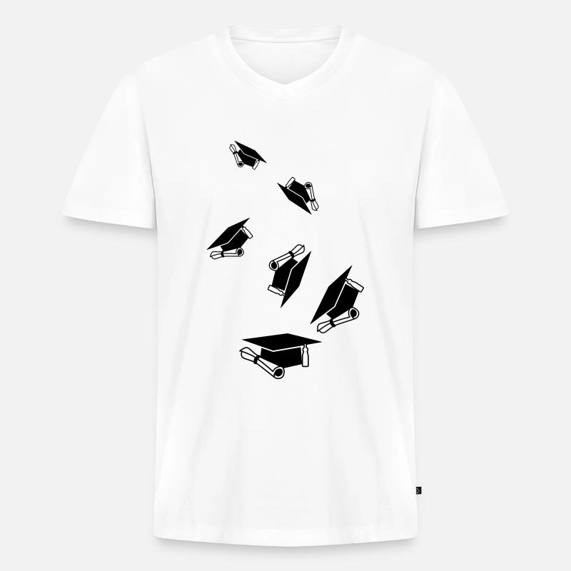 Student mütze - Männer Premium Bio T-Shirt mit V-Ausschnitt - Weiß