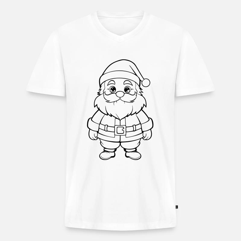 Weinachtsmann Comic - Männer Premium Bio T-Shirt mit V-Ausschnitt - Weiß