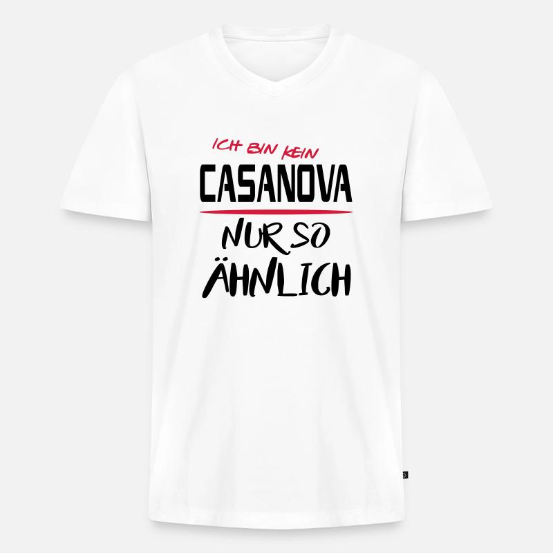 Männer Sprüche Angeber Casanova - Männer Premium Bio T-Shirt mit V-Ausschnitt - Weiß
