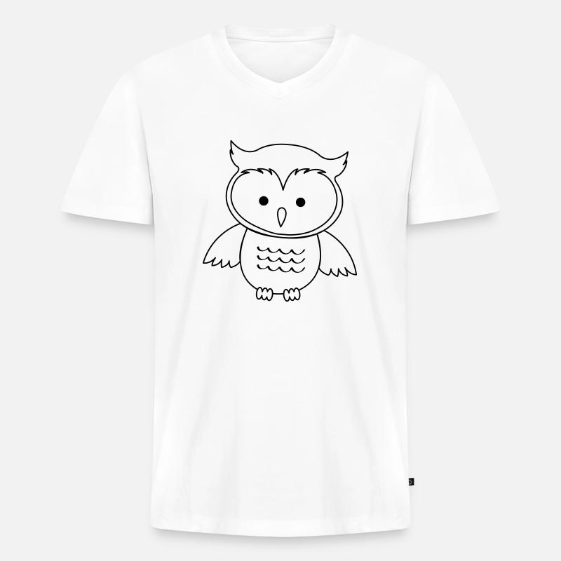 Eule - Männer Premium Bio T-Shirt mit V-Ausschnitt - Weiß