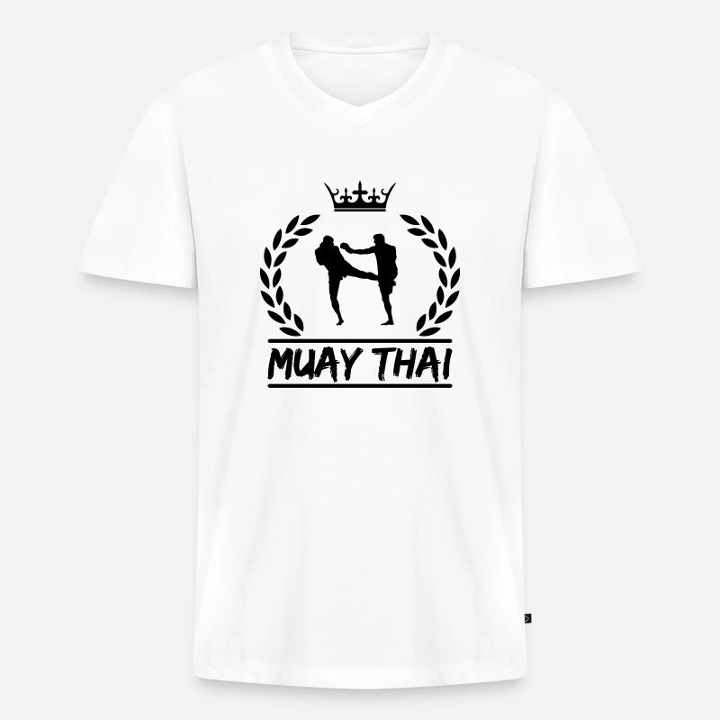 Muay Thai - Männer Premium Bio T-Shirt mit V-Ausschnitt - Weiß