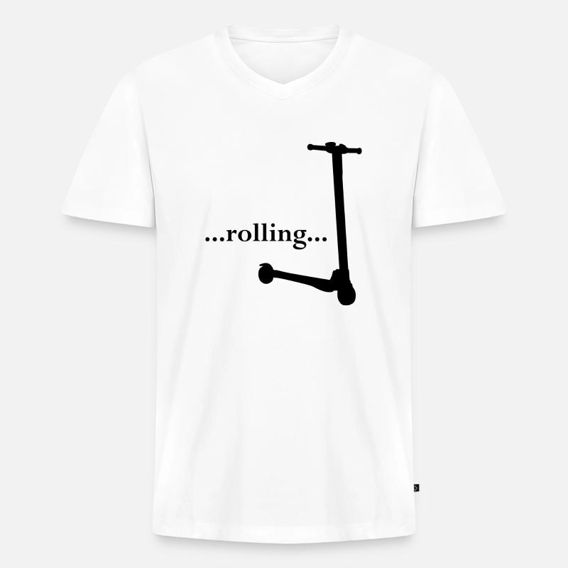 E-Scooter Roller Scooter - Männer Premium Bio T-Shirt mit V-Ausschnitt - Weiß