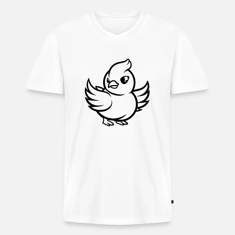 taube comic - Männer Premium Bio T-Shirt mit V-Ausschnitt - Weiß
