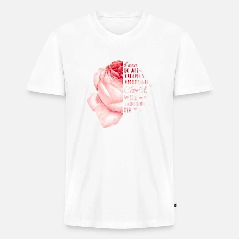 Stärke Durch Christus Philippians 4:13 - Männer Premium Bio T-Shirt mit V-Ausschnitt - Weiß