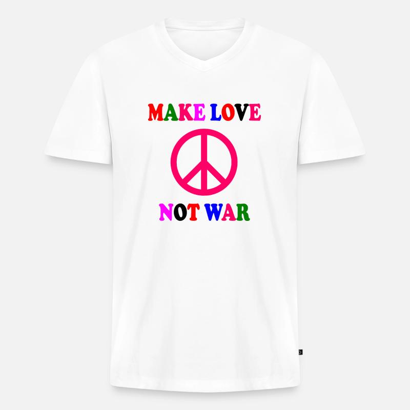 Make love not war - Männer Premium Bio T-Shirt mit V-Ausschnitt - Weiß