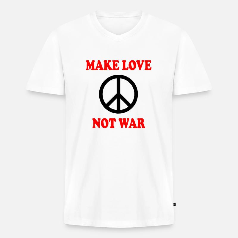 Make love not war - Männer Premium Bio T-Shirt mit V-Ausschnitt - Weiß