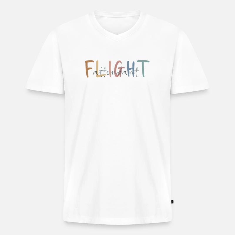 Flugbegleiter Geschenk - Flight Attendant Geschenk - Männer Premium Bio T-Shirt mit V-Ausschnitt - Weiß