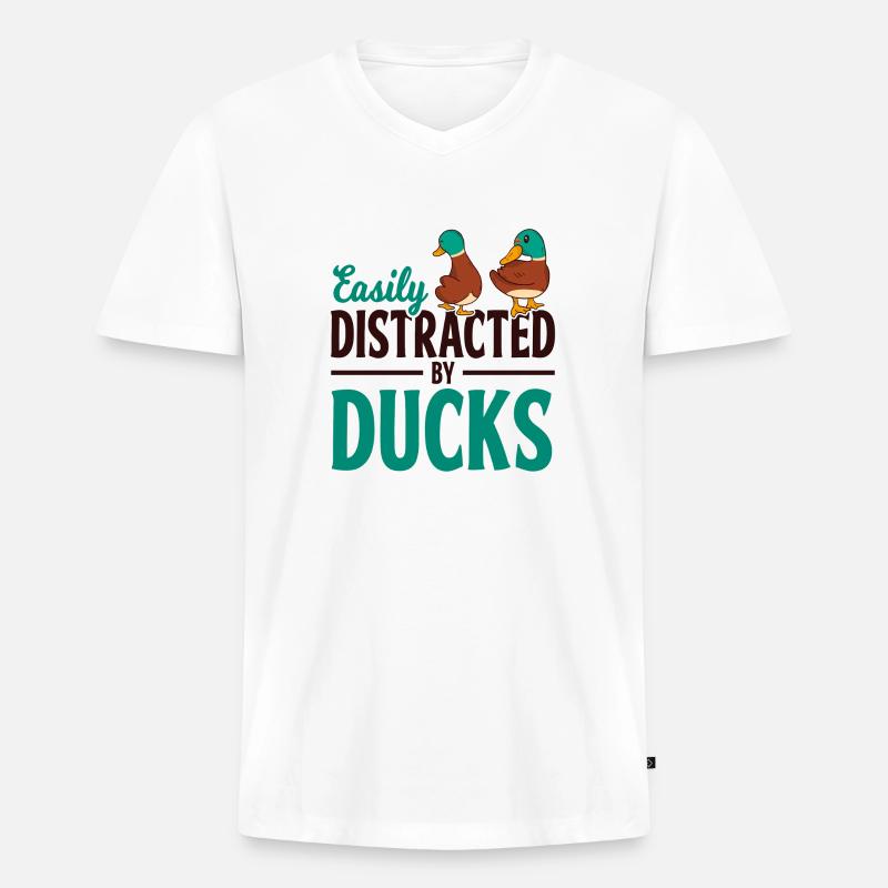 Ente Entchen Geschenk - Männer Premium Bio T-Shirt mit V-Ausschnitt - Weiß