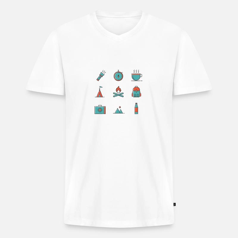 Wanderlust - Männer Premium Bio T-Shirt mit V-Ausschnitt - Weiß