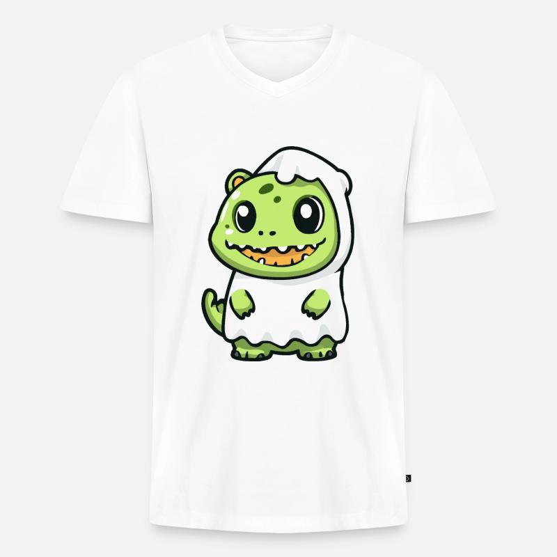 Alligator Halloween Comic Geist - Männer Premium Bio T-Shirt mit V-Ausschnitt - Weiß