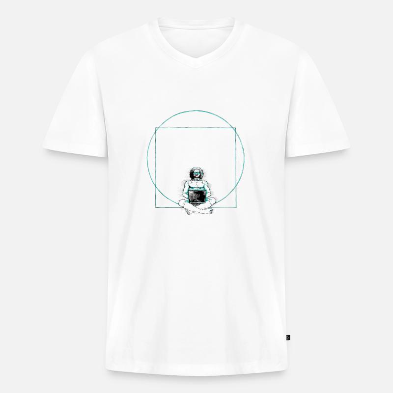 Nerd - Männer Premium Bio T-Shirt mit V-Ausschnitt - Weiß