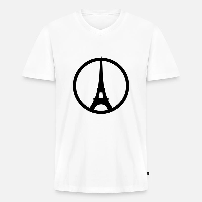 Paris - Männer Premium Bio T-Shirt mit V-Ausschnitt - Weiß