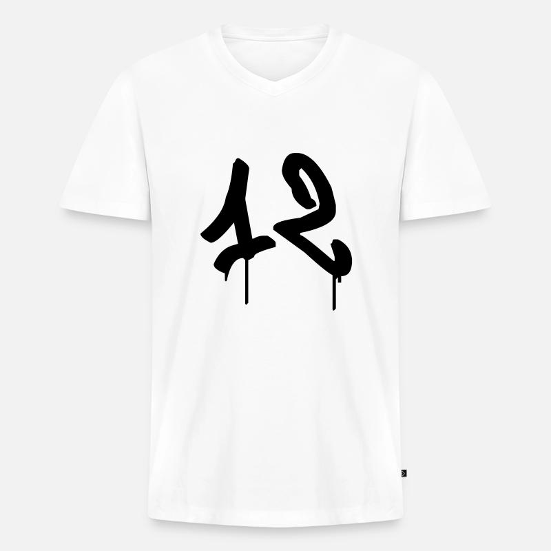 Graffiti : 12 - Männer Premium Bio T-Shirt mit V-Ausschnitt - Weiß