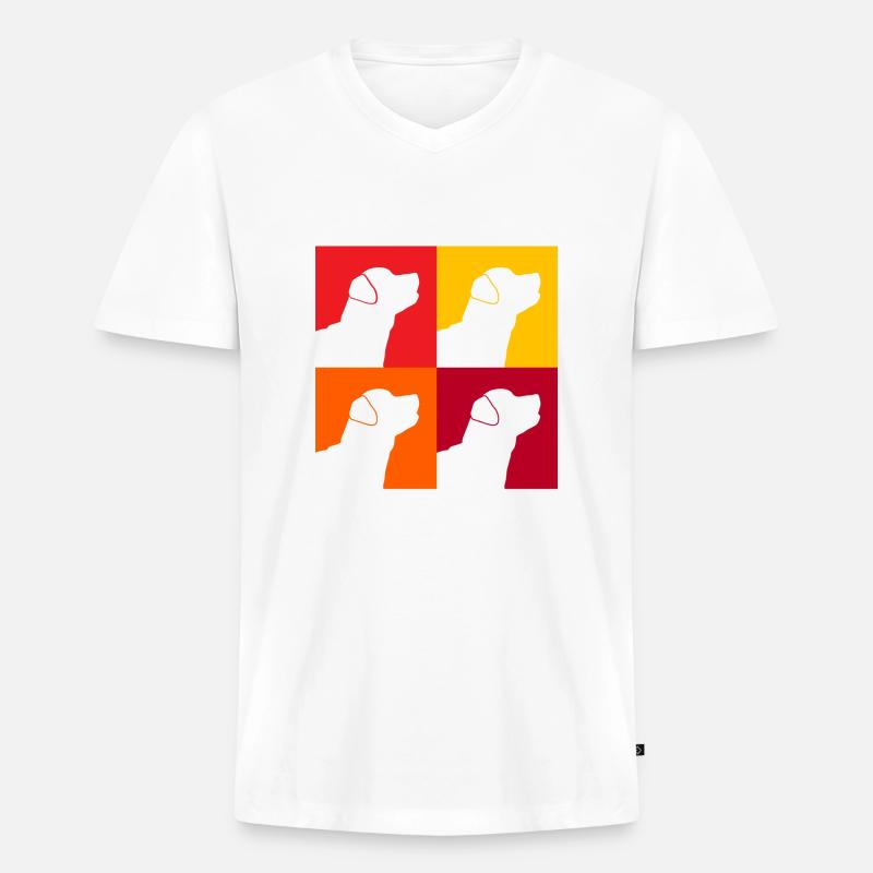 Labrador - Männer Premium Bio T-Shirt mit V-Ausschnitt - Weiß