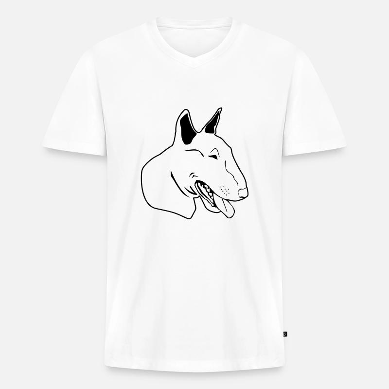 Bull terrier de - Männer Premium Bio T-Shirt mit V-Ausschnitt - Weiß