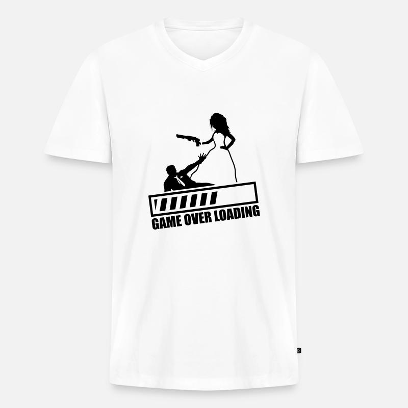 game_over_loading_fa1 - Männer Premium Bio T-Shirt mit V-Ausschnitt - Weiß