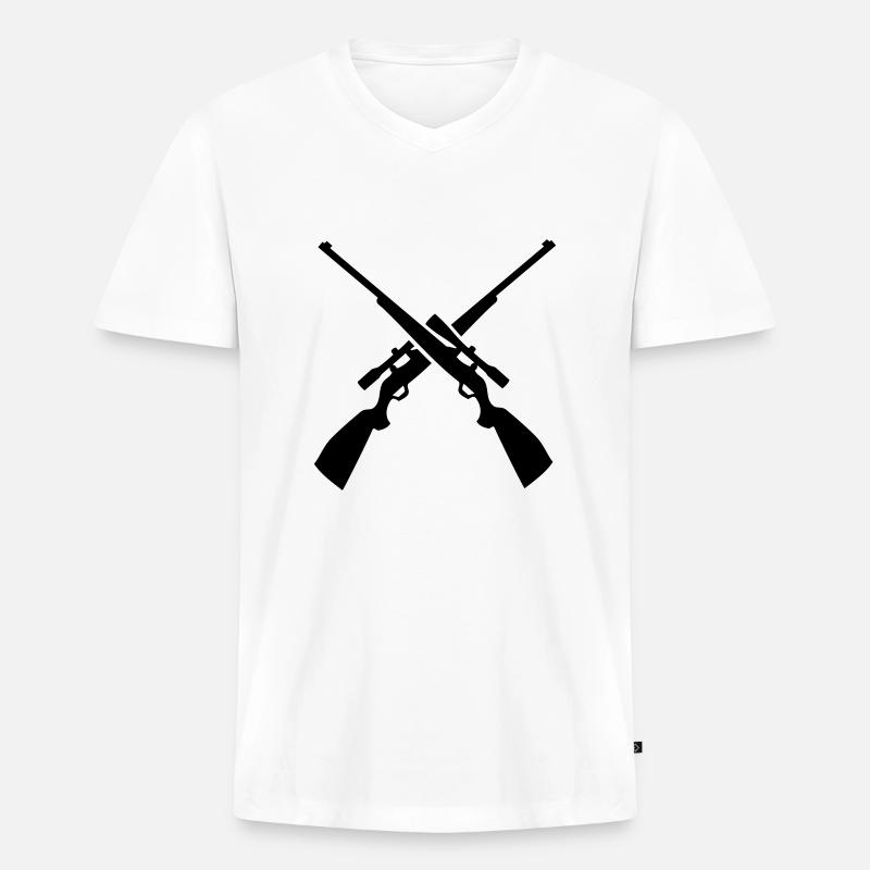gewehre - Männer Premium Bio T-Shirt mit V-Ausschnitt - Weiß