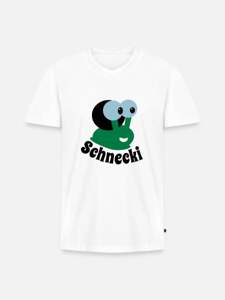 Schnecki - Männer Premium Bio T-Shirt mit V-Ausschnitt - Weiß