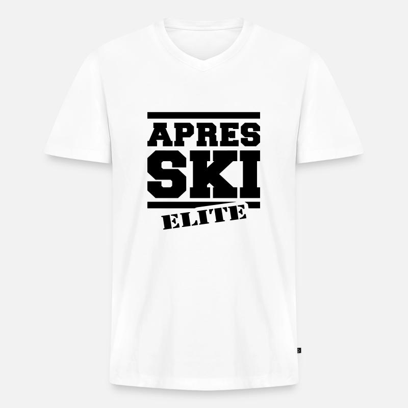 Après-Ski-Elite - Männer Premium Bio T-Shirt mit V-Ausschnitt - Weiß