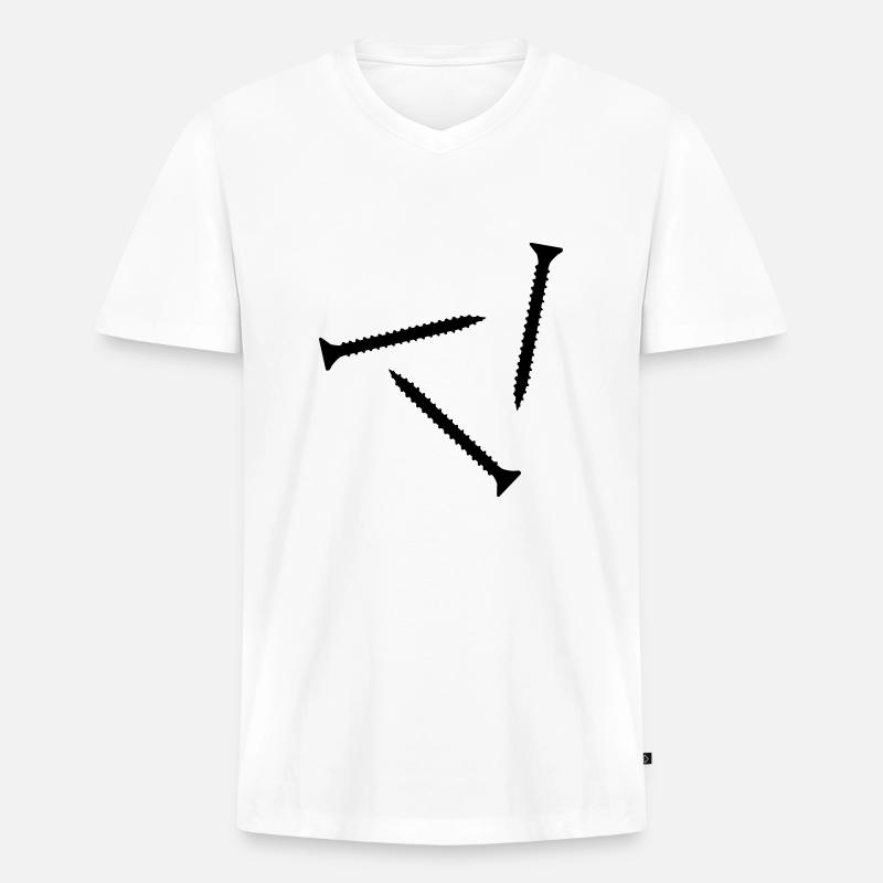 Schraube - Männer Premium Bio T-Shirt mit V-Ausschnitt - Weiß
