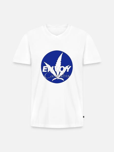 ENJOY CANNABIS - Men's Premium Organic T-shirt with V-neck - white
