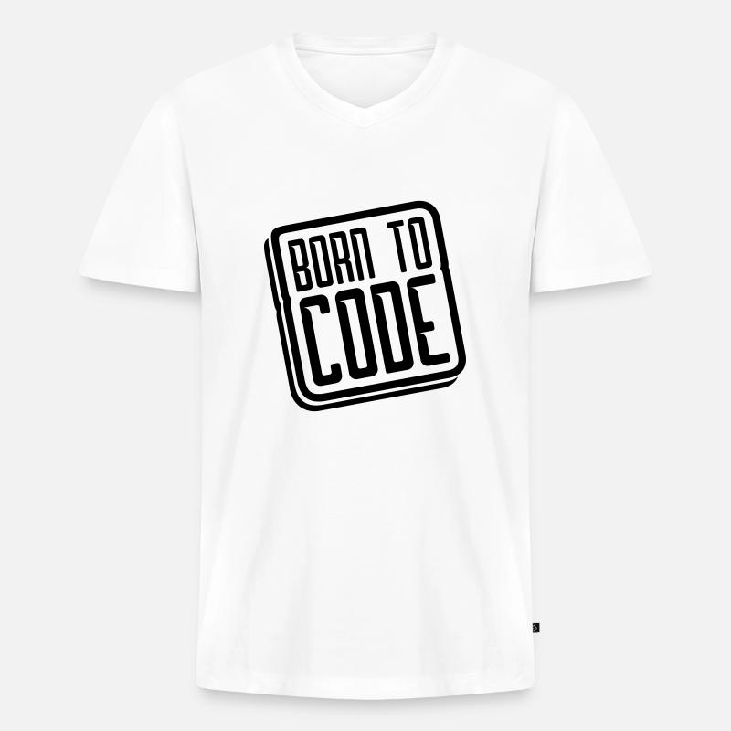 logo born to code - Männer Premium Bio T-Shirt mit V-Ausschnitt - Weiß