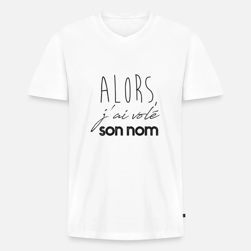 Vole Son Nom - Männer Premium Bio T-Shirt mit V-Ausschnitt - Weiß
