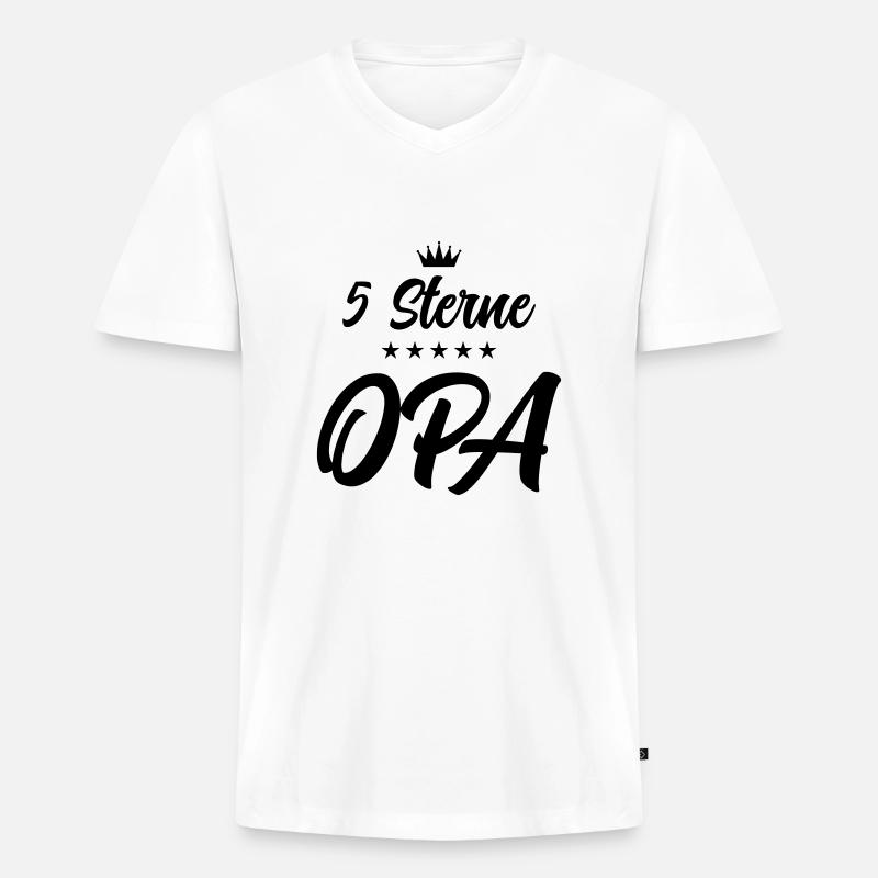 opa 5 sterne - Männer Premium Bio T-Shirt mit V-Ausschnitt - Weiß