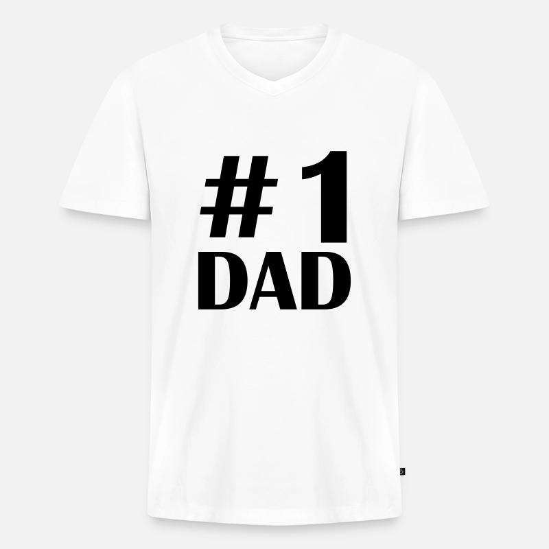 1 dad - Männer Premium Bio T-Shirt mit V-Ausschnitt - Weiß