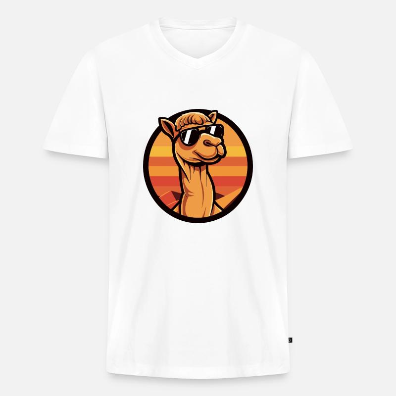 Kamel Comic Cool - Männer Premium Bio T-Shirt mit V-Ausschnitt - Weiß