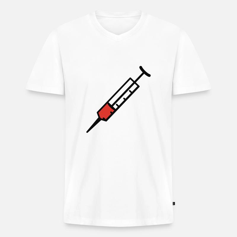 Spritze 2farb - Männer Premium Bio T-Shirt mit V-Ausschnitt - Weiß