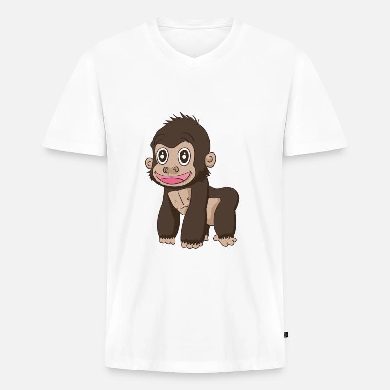 Süsser Affe - Männer Premium Bio T-Shirt mit V-Ausschnitt - Weiß