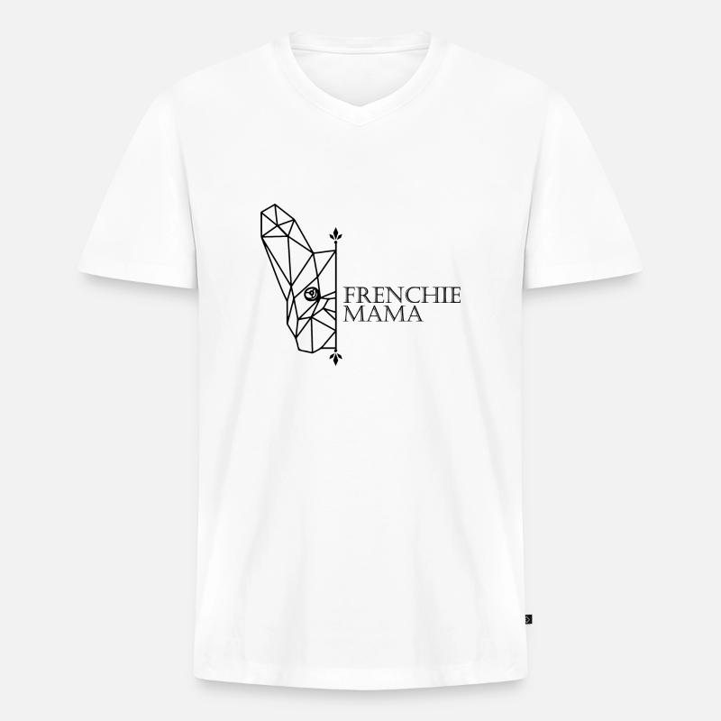 Frenchie Mama - Männer Premium Bio T-Shirt mit V-Ausschnitt - Weiß