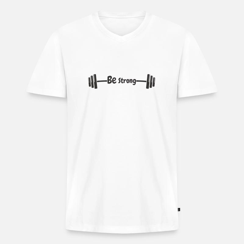 Sei stark - Männer Premium Bio T-Shirt mit V-Ausschnitt - Weiß
