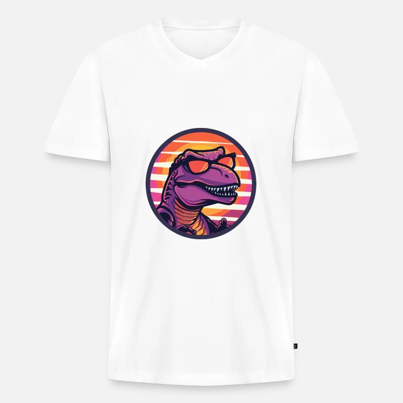 Dinosaurier T-Rex Cool Sommer - Männer Premium Bio T-Shirt mit V-Ausschnitt - Weiß