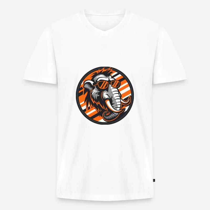 Mammut Comic Cool Sommer - Männer Premium Bio T-Shirt mit V-Ausschnitt - Weiß