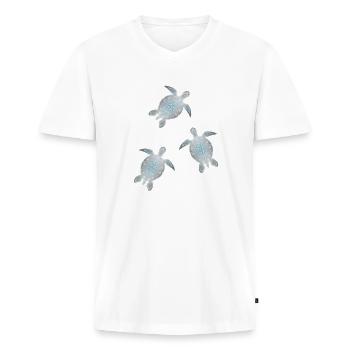 Silver turtles - Men's Premium Organic T-shirt with V-neck - white - Front - Nico (187cm)