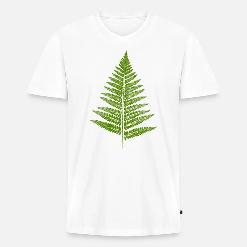 Farn Blatt - Männer Premium Bio T-Shirt mit V-Ausschnitt - Weiß