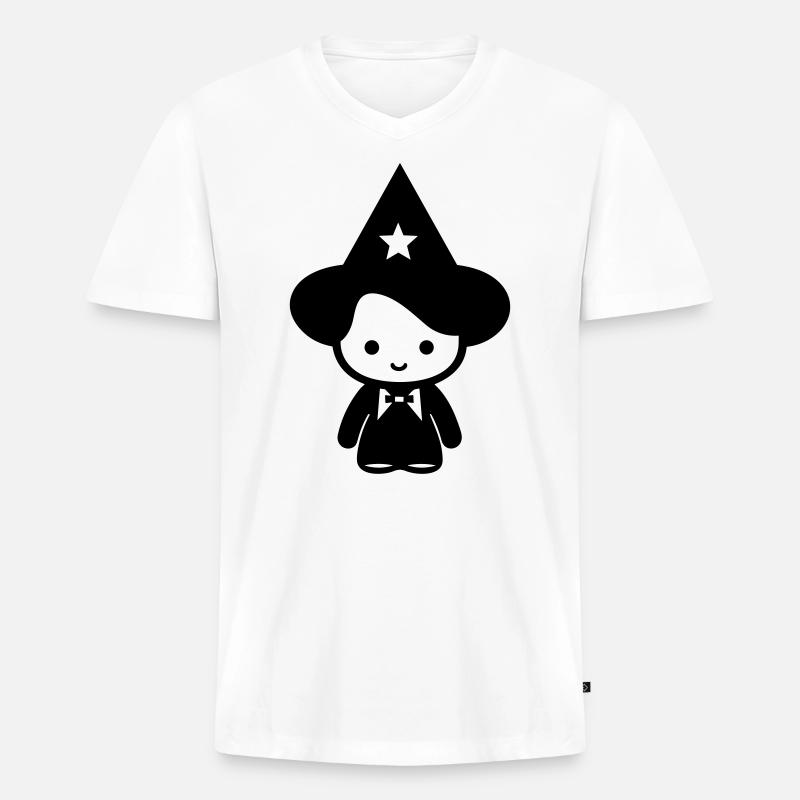 Zauberer - Männer Premium Bio T-Shirt mit V-Ausschnitt - Weiß
