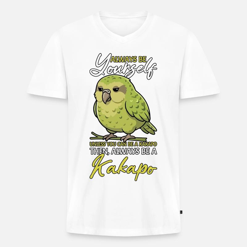 Sei immer du selbst, Kakapo Neuseeland - Männer Premium Bio T-Shirt mit V-Ausschnitt - Weiß