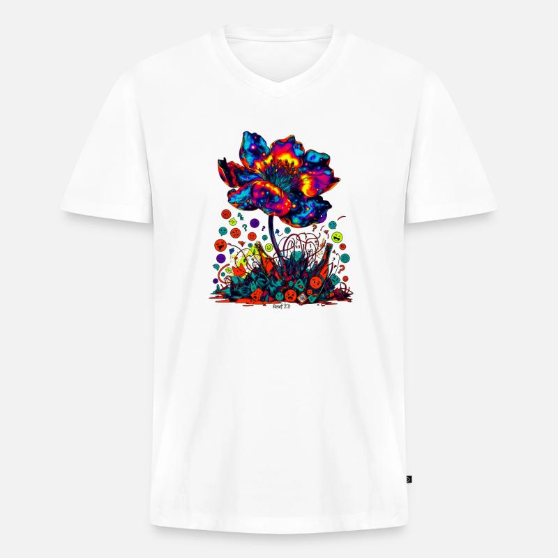 Cosmic Reset Bloom 2.0 - Männer Premium Bio T-Shirt mit V-Ausschnitt - Weiß