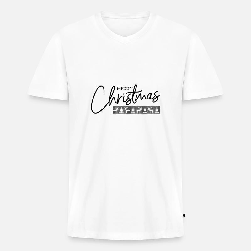 Frohe Weihnachten - Männer Premium Bio T-Shirt mit V-Ausschnitt - Weiß