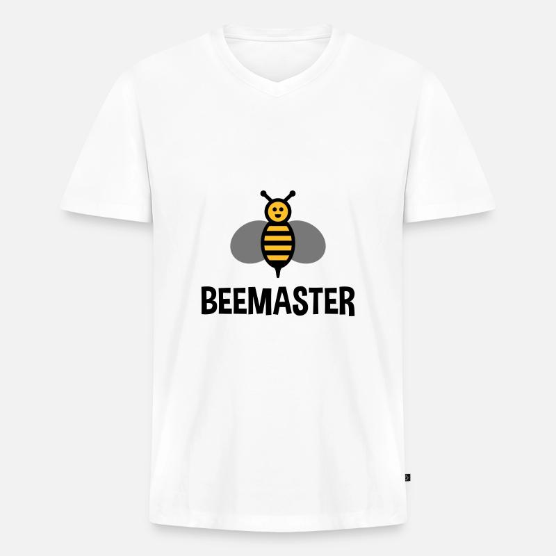 Beemaster (Biene) - Männer Premium Bio T-Shirt mit V-Ausschnitt - Weiß