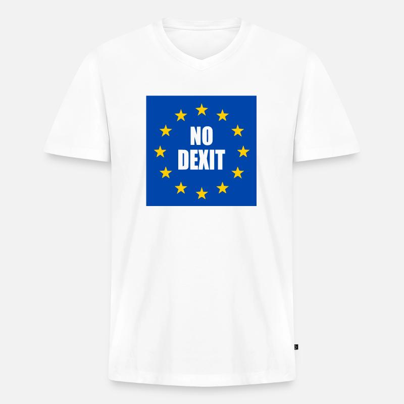 No dexit - Männer Premium Bio T-Shirt mit V-Ausschnitt - Weiß