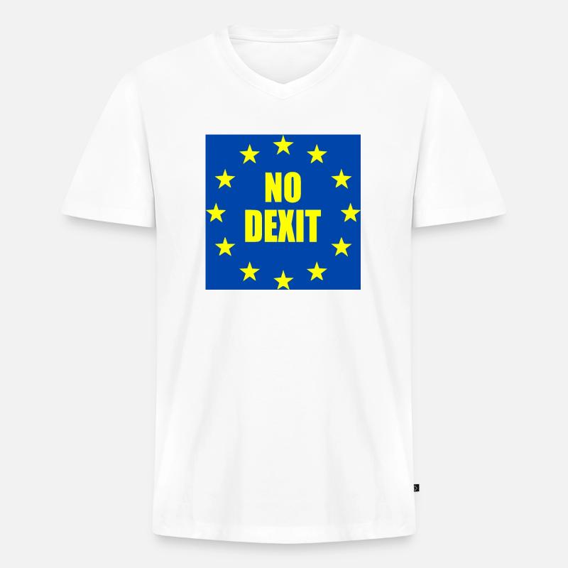 No dexit - Männer Premium Bio T-Shirt mit V-Ausschnitt - Weiß