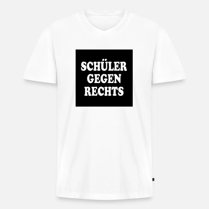Schüler gegen rechts - Männer Premium Bio T-Shirt mit V-Ausschnitt - Weiß