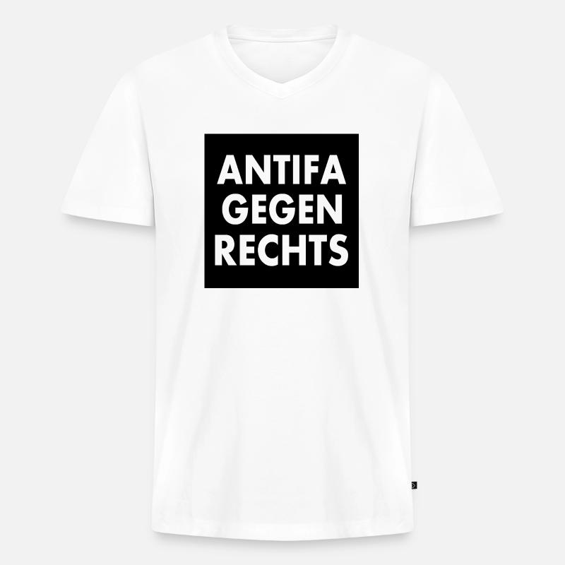 Antifa gegen rechts - Männer Premium Bio T-Shirt mit V-Ausschnitt - Weiß